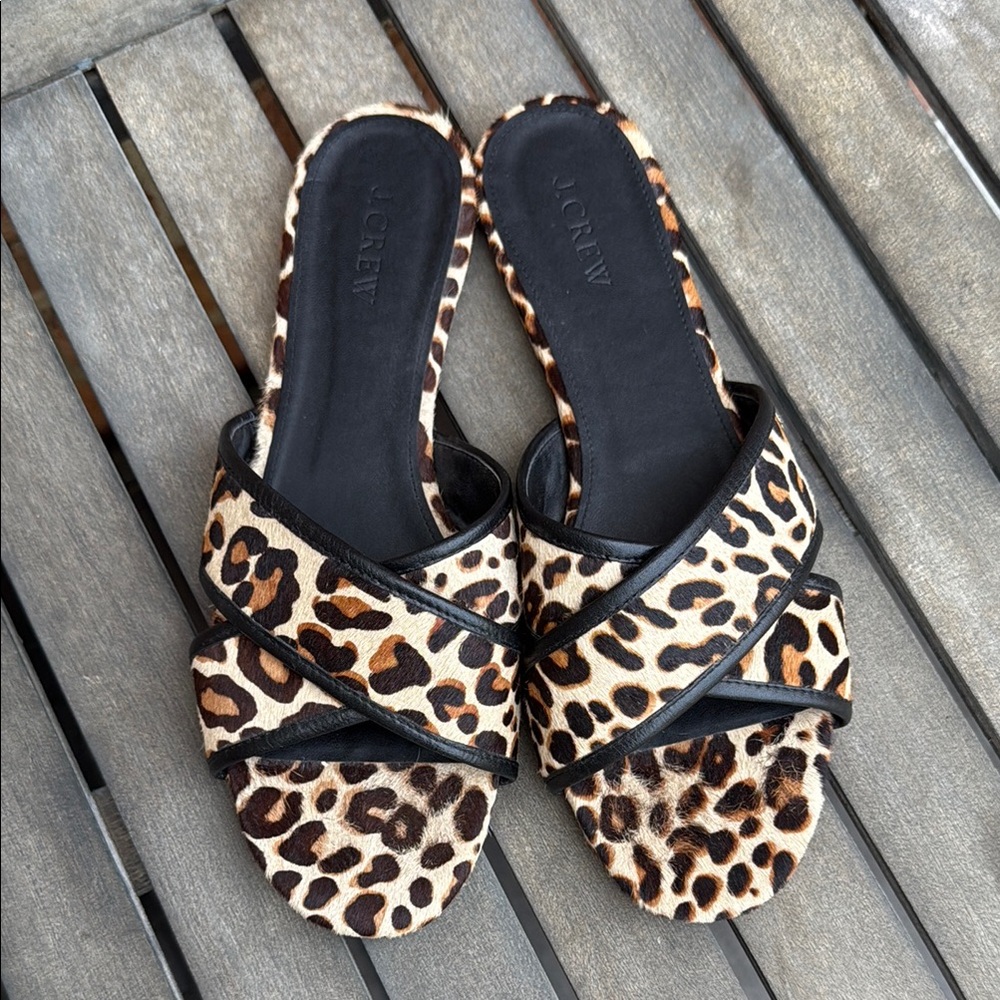 J. Crew animal hair/print slides